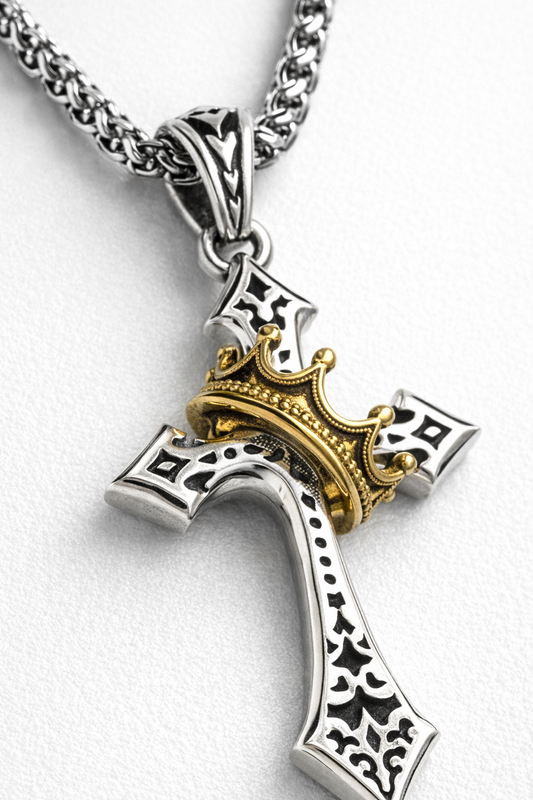 Vintage collana con croce a corona