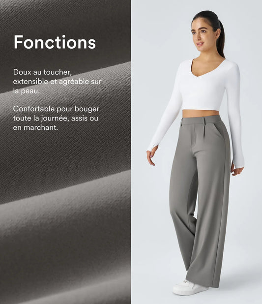 Pantalon tailleur ALERA Flex™ DayStretch à taille haute, coupe droite, avec poches pratiques.