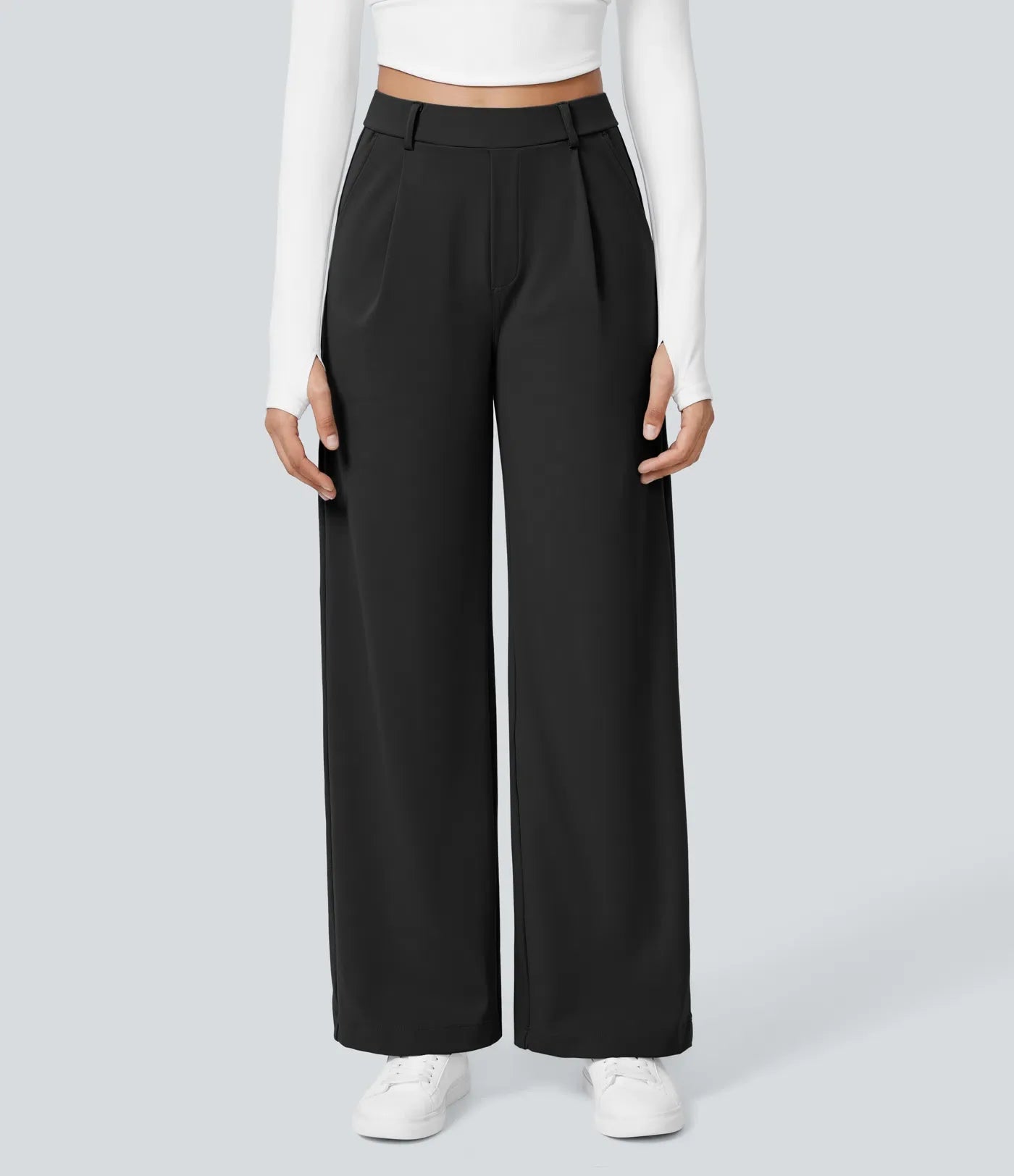 Pantalon tailleur ALERA Flex™ DayStretch à taille haute, coupe droite, avec poches pratiques.
