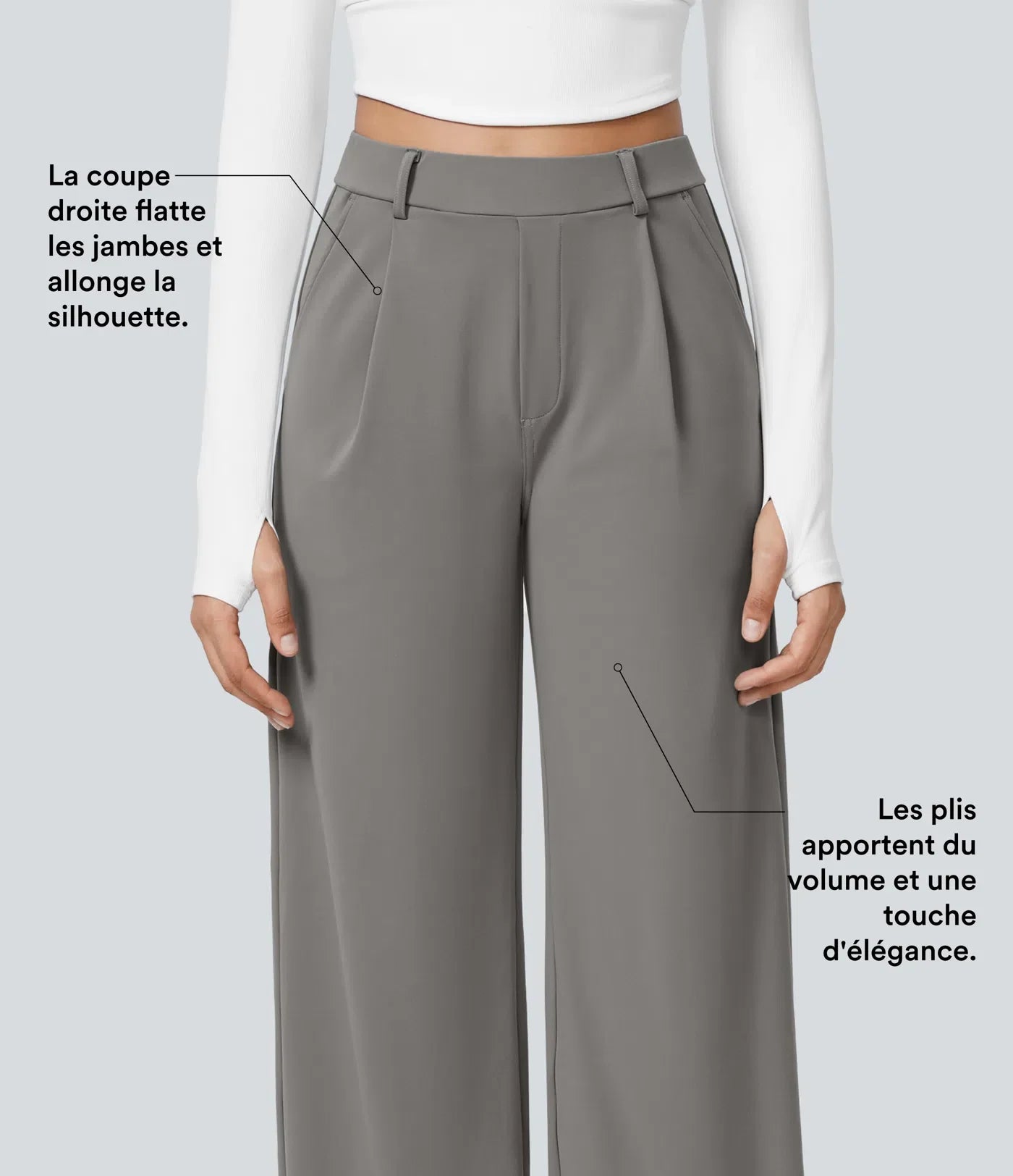 Pantalon tailleur ALERA Flex™ DayStretch à taille haute, coupe droite, avec poches pratiques.