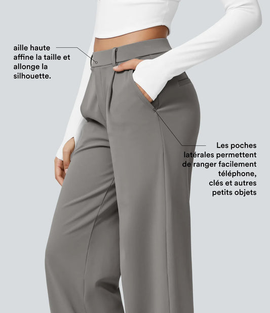 Pantalon tailleur ALERA Flex™ DayStretch à taille haute, coupe droite, avec poches pratiques.