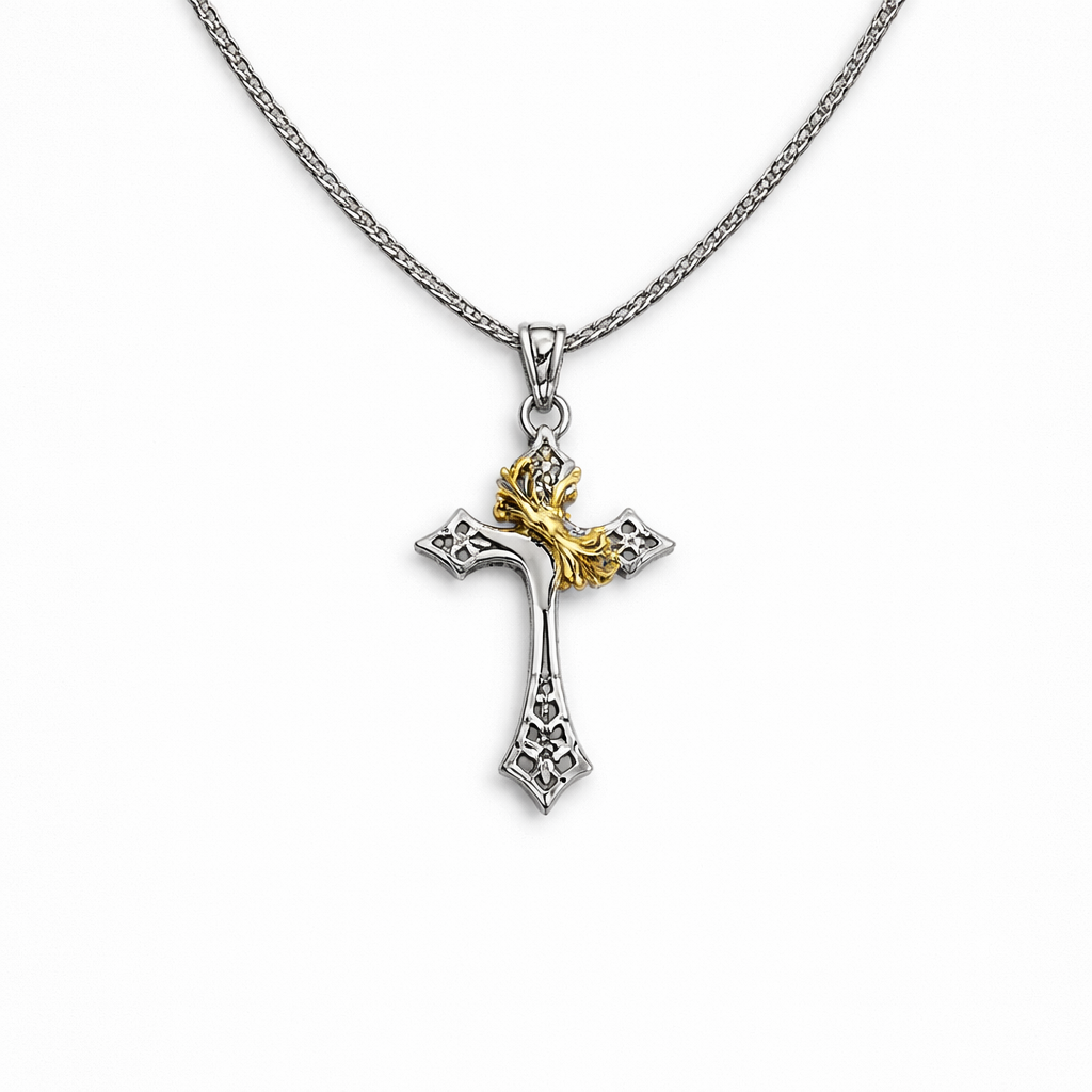 Vintage collana con croce a corona