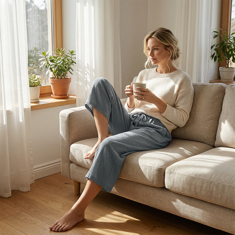 👖🔥Caprihose für Damen mit Kordelzug und lässigem Schnitt
