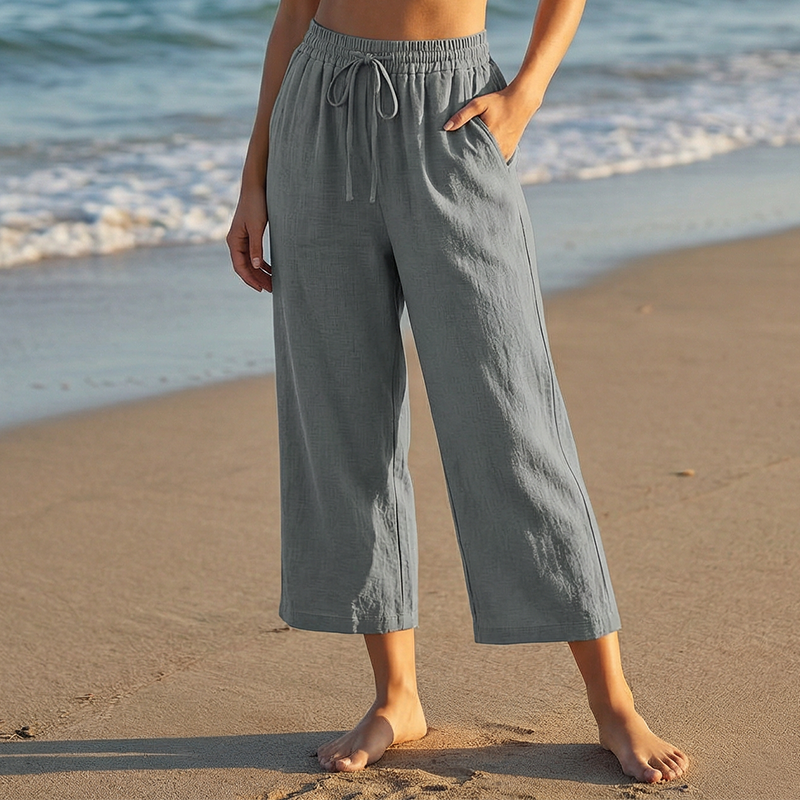 👖🔥Caprihose für Damen mit Kordelzug und lässigem Schnitt
