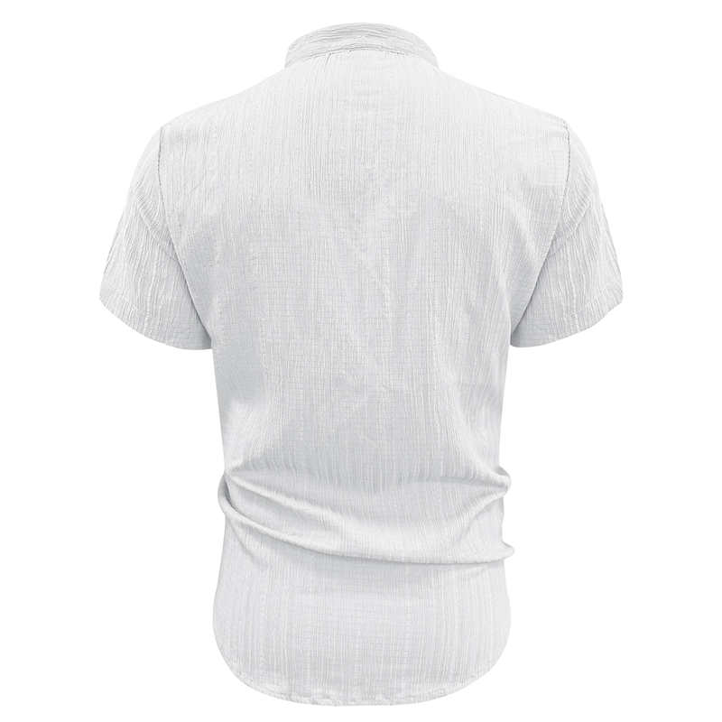 👔 PROMO LIMITÉE 50% DE RÉDUCTION ! ✨ Chemise d'Été pour Homme – Col Montant, Tissu Texturé, Coupe Décontractée ☀️