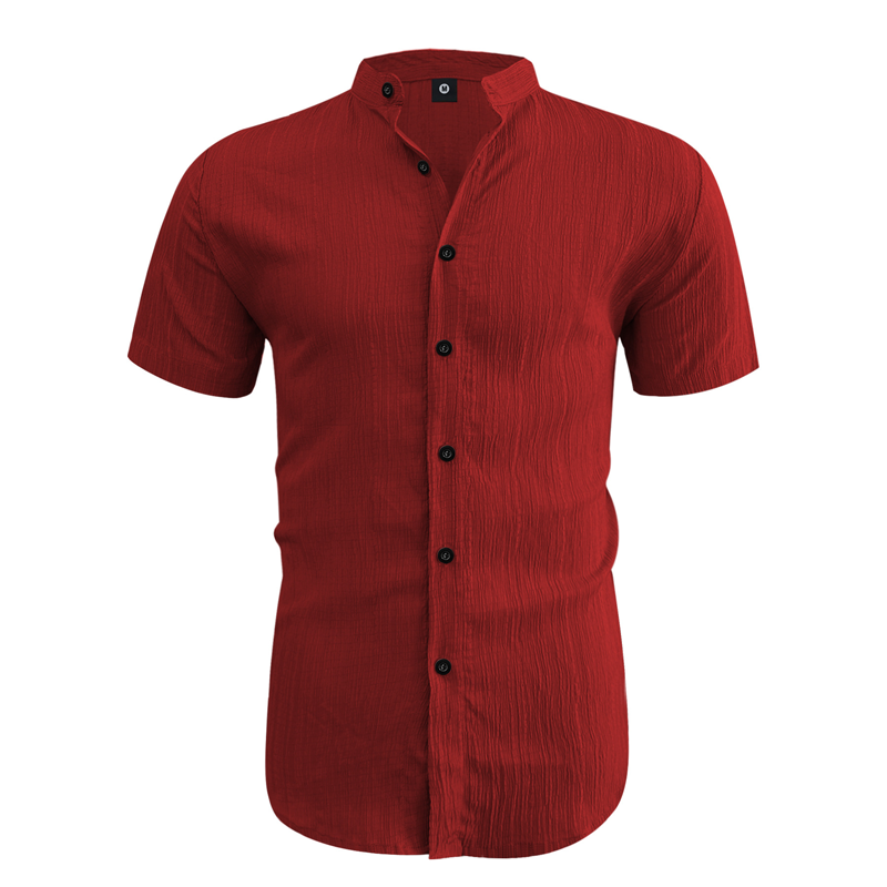 👔 PROMO LIMITÉE 50% DE RÉDUCTION ! ✨ Chemise d'Été pour Homme – Col Montant, Tissu Texturé, Coupe Décontractée ☀️