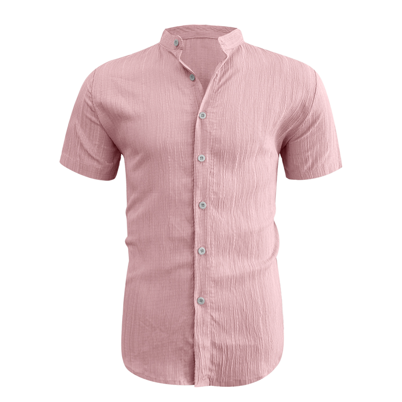 👔 PROMO LIMITÉE 50% DE RÉDUCTION ! ✨ Chemise d'Été pour Homme – Col Montant, Tissu Texturé, Coupe Décontractée ☀️